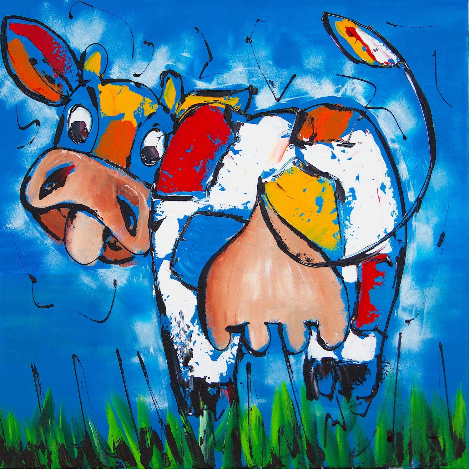 Fröhliche Malerei - Glückliche Kuh