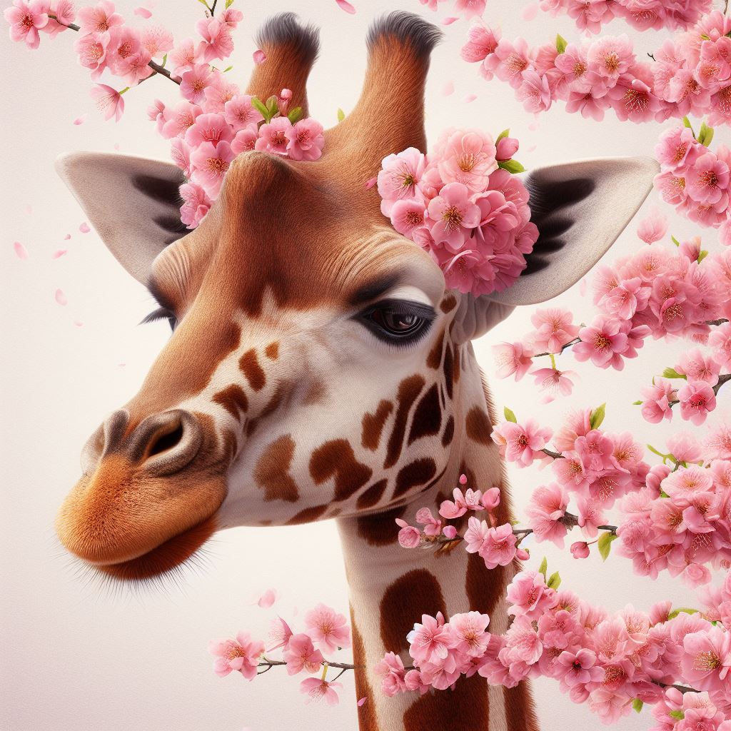 Giraffe mit Blumen