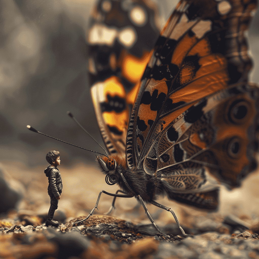 Kleiner Junge mit Schmetterling