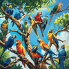 Bunte Papageien im Baum