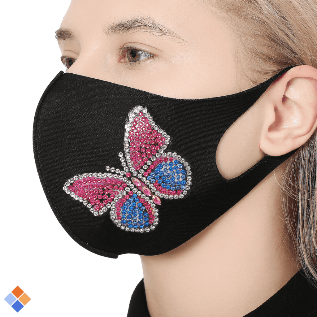 DIY-Maske Schmetterling Rosa Blau