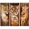 Löwe - Tiger - Giraffe | 3 Panels - Diamond Painting Welt 