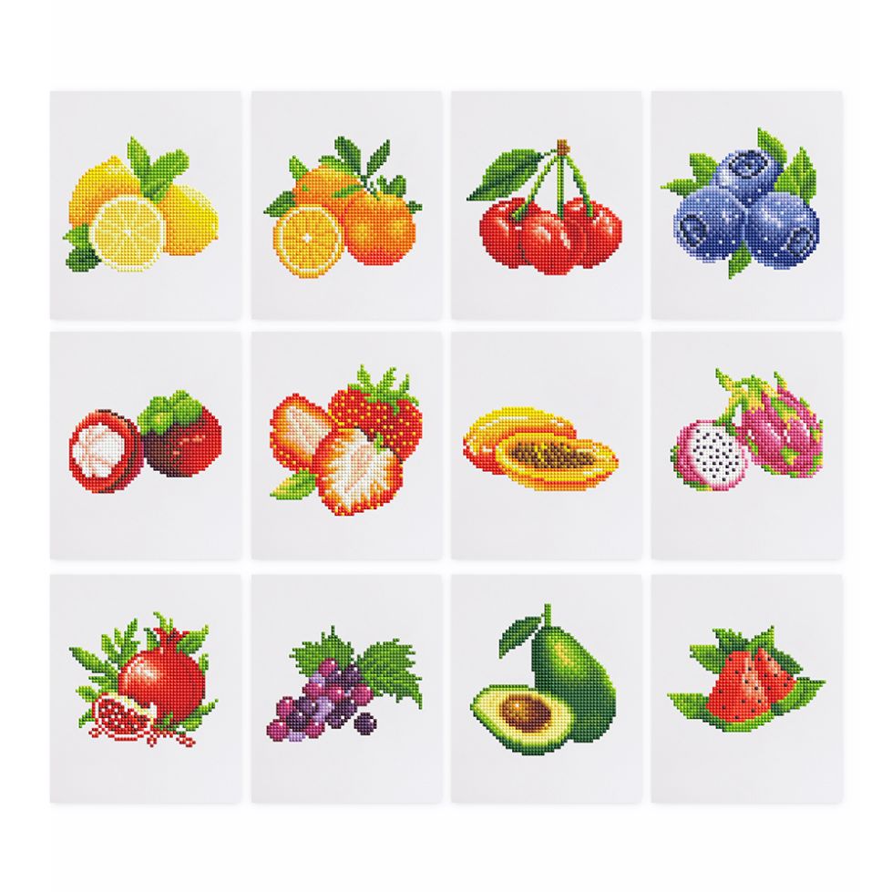 12 Mini Diamond Paintings | Frucht-Set