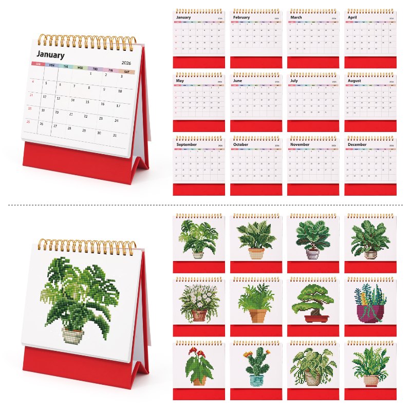 2026 Diamond Painting Tischkalender – Pflanzen-Edition