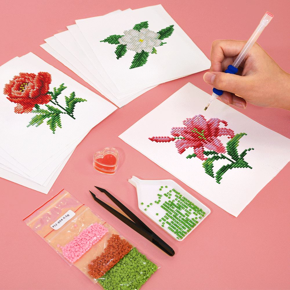 12 Mini Diamond Paintings | Blumen-Set 2.0