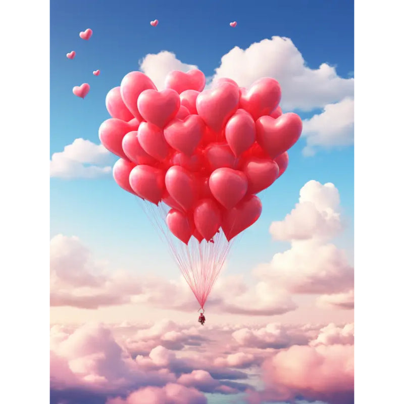 Diamond Painting - Rosa Luftballons mit Herzen