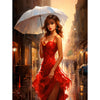 Dame im roten Kleid - Regen