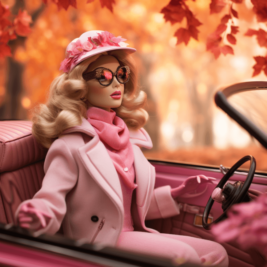 Barbie im Auto