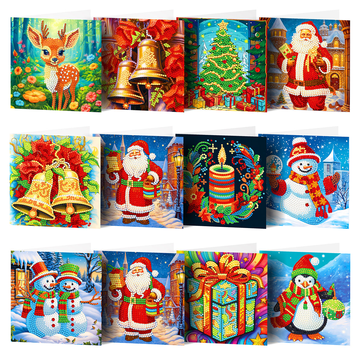 Diamond Painting Weihnachtskarten Set 6-tlg. - 5D DIY Weihnachtsgrußkarten Mit Umschlägen