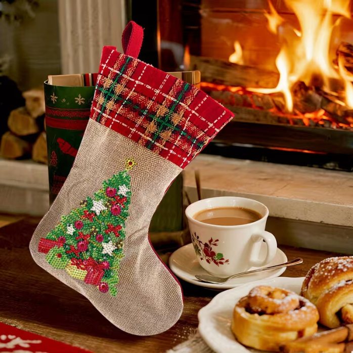 Diamond Painting Weihnachtssocken – Weihnachtsbaum-Set