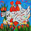 Fröhliche Malerei - Hühner