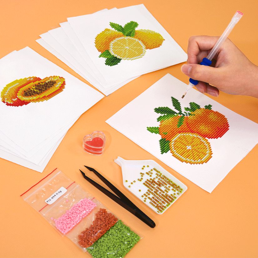 12 Mini Diamond Paintings | Frucht-Set