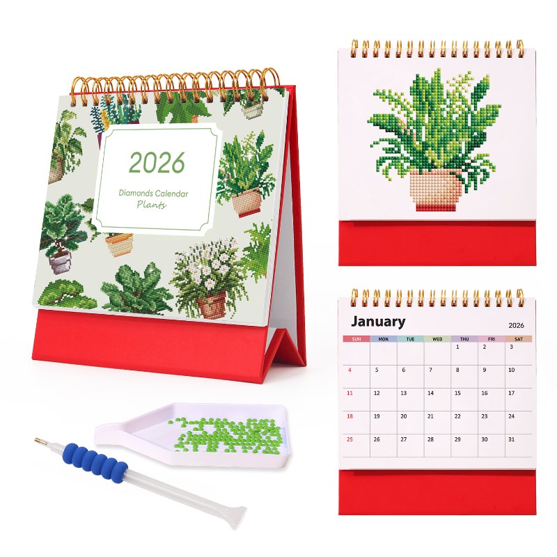 2026 Diamond Painting Tischkalender – Pflanzen-Edition