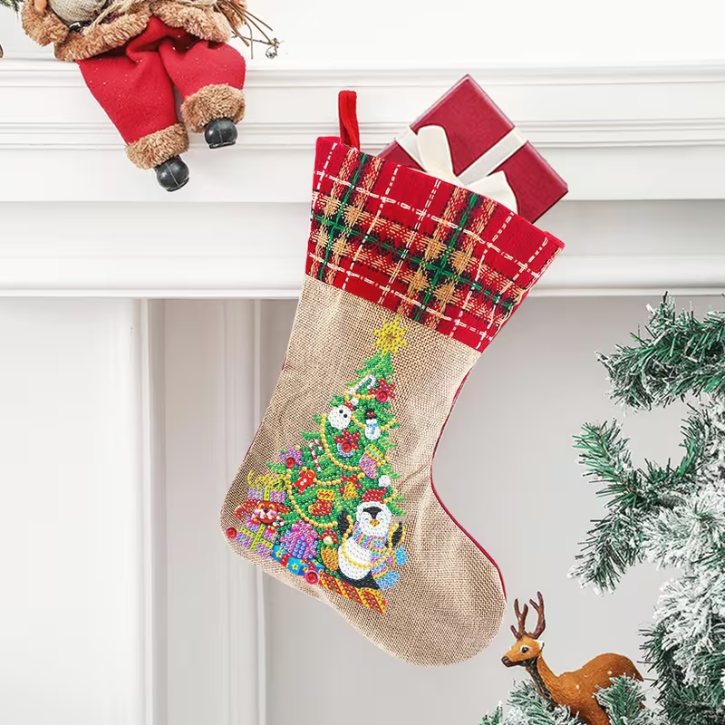 Diamond Painting Weihnachtssocken – Weihnachtsbaum-Set