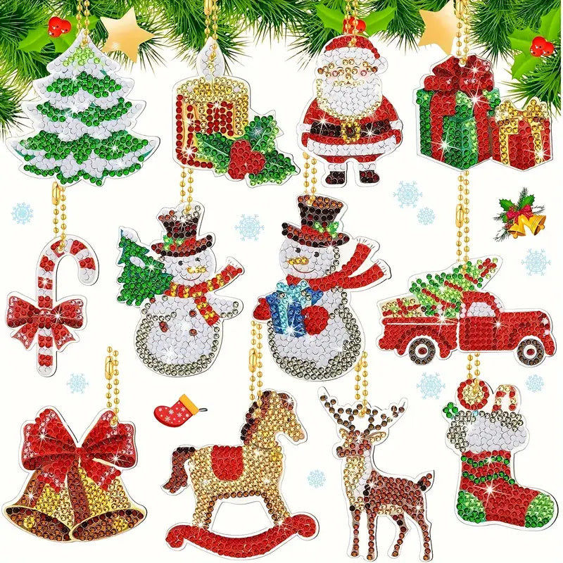 Weihnachtliche Schlüsselanhänger – 12 Stück
