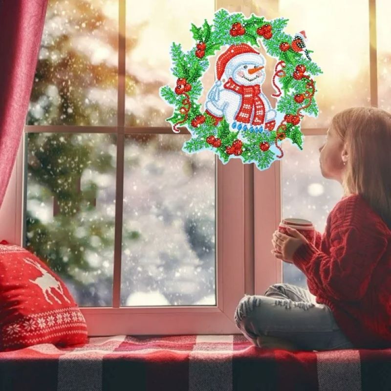 Diamond Painting Weihnachtskranz – Schneemann