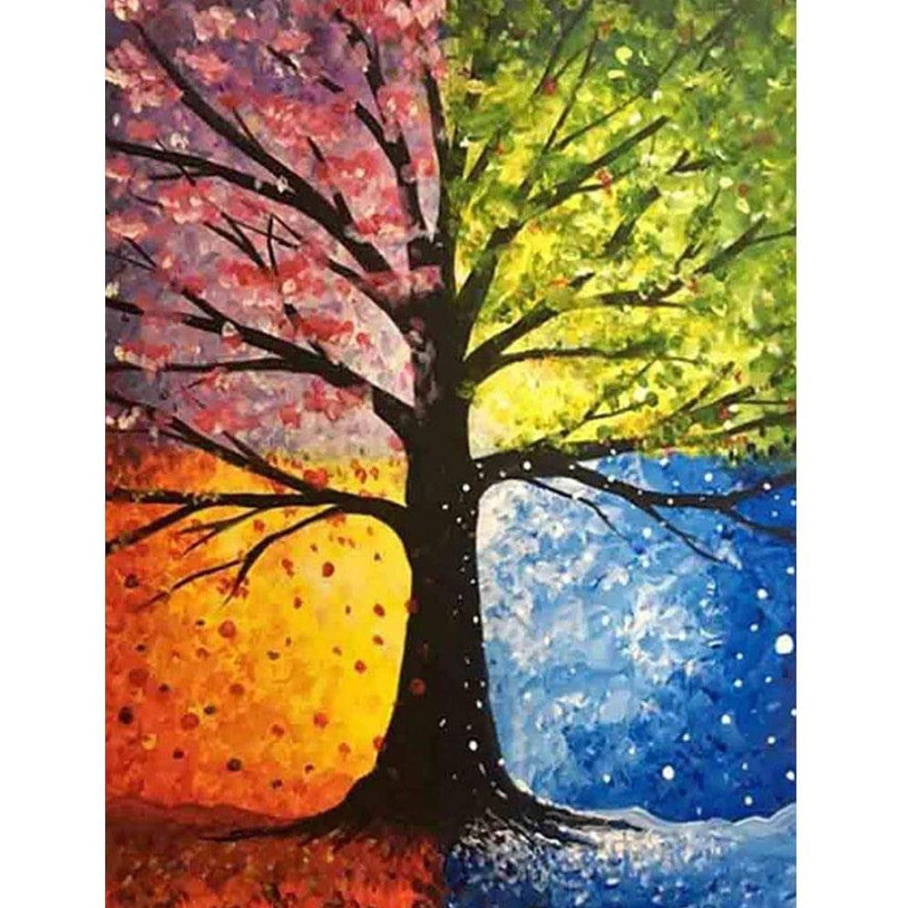 Diamond Painting - Frühling Sommer Herbst Winter Baum | 40x50cm