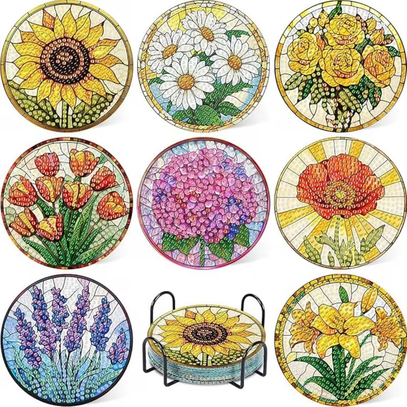 Diamond Painting Blumen-Untersetzer