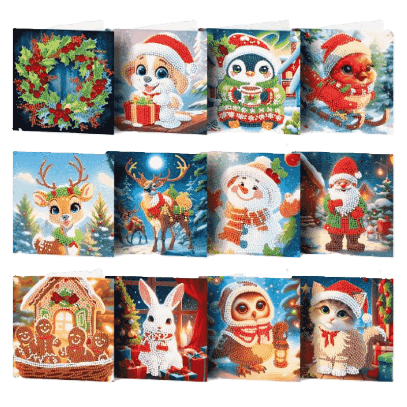 12 Weihnachtskarten –  Niedliche Weihnachten-Set