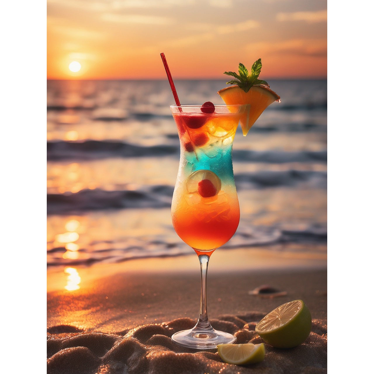 Diamond Painting - Cocktail bei Sonnenuntergang | 40x50cm