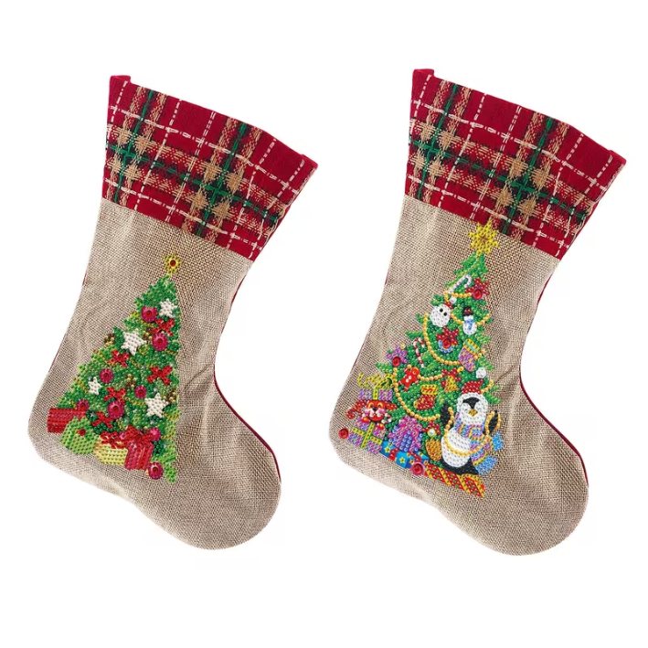 Diamond Painting Weihnachtssocken – Weihnachtsbaum-Set