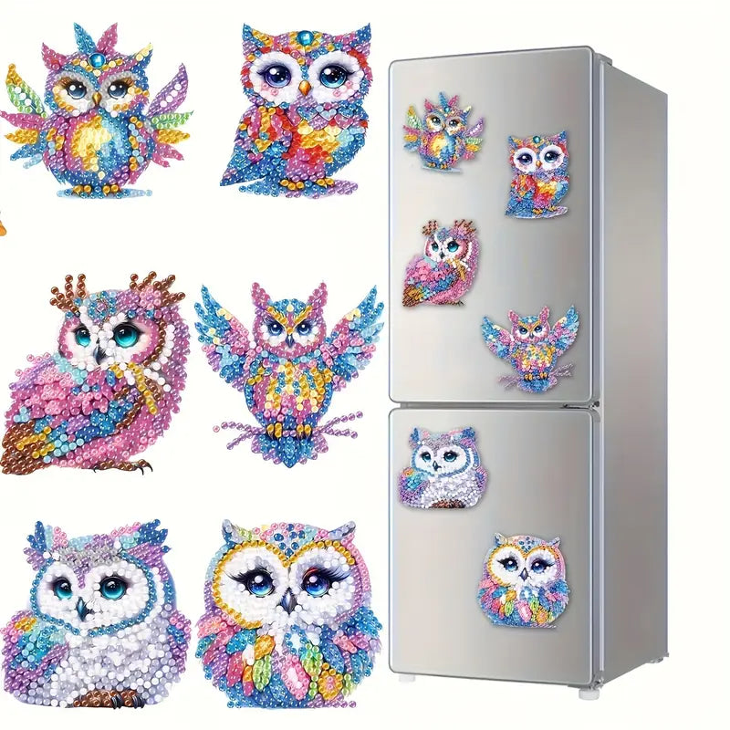 Diamond Painting Magnete – Set mit 6 Eulen
