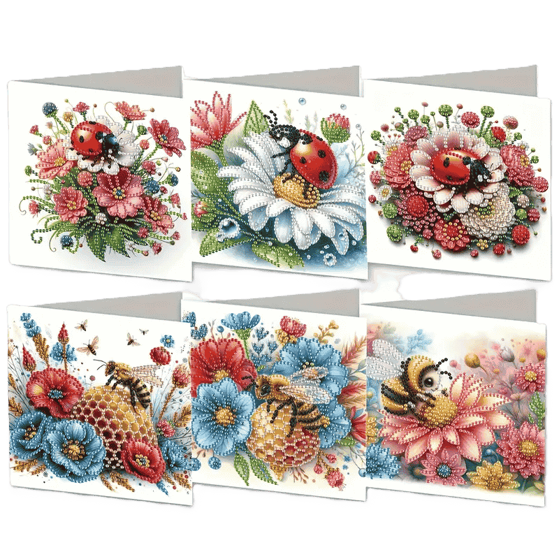 Grußkarten – Blumen & Insekten | 6 Stück