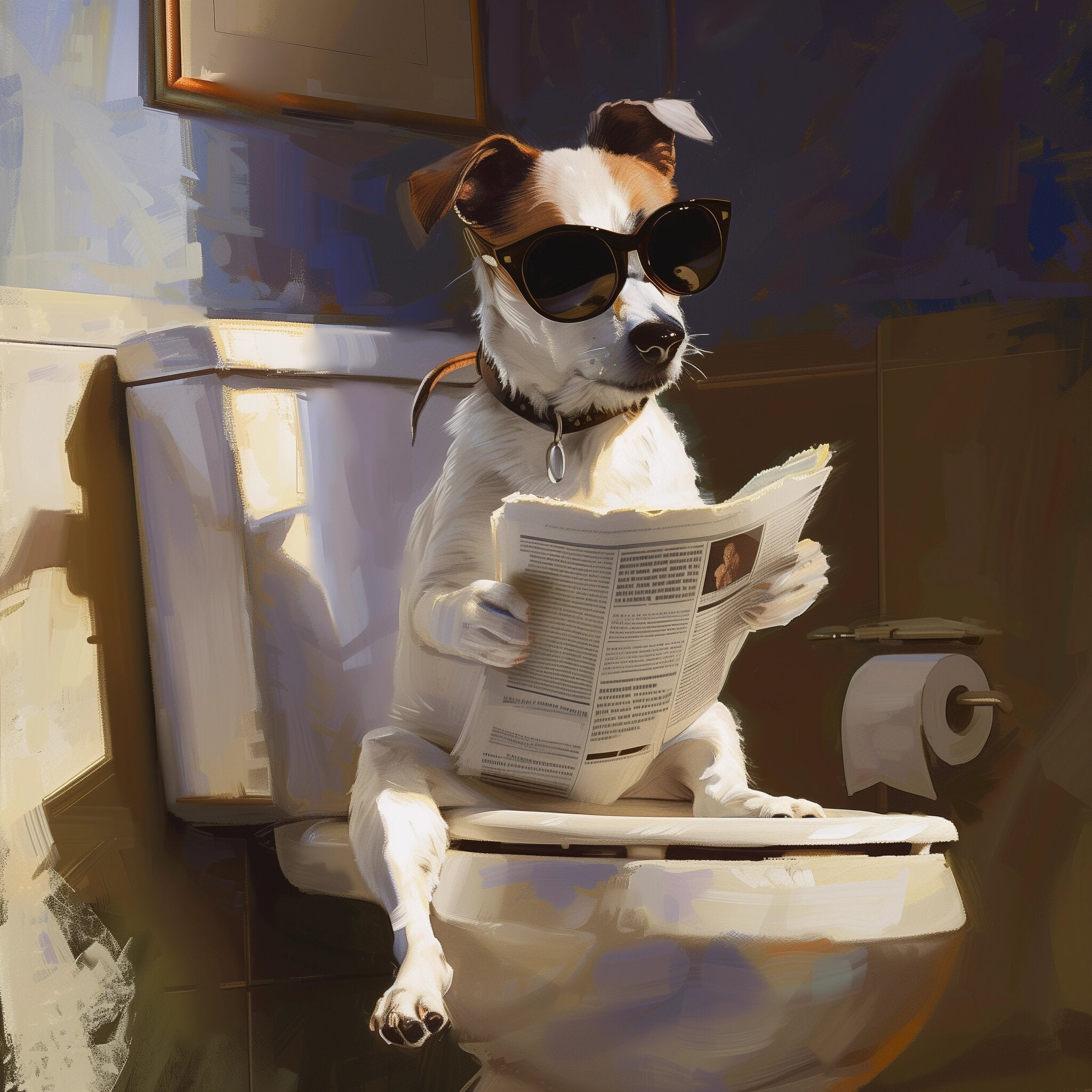 Diamond Painting - Hund auf der Toilette