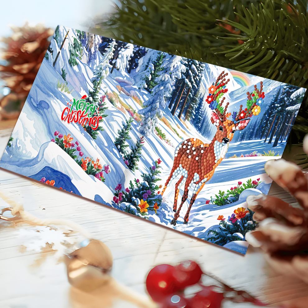12 Weihnachtskarten – Weihnachtsmann & Tierchen-Set