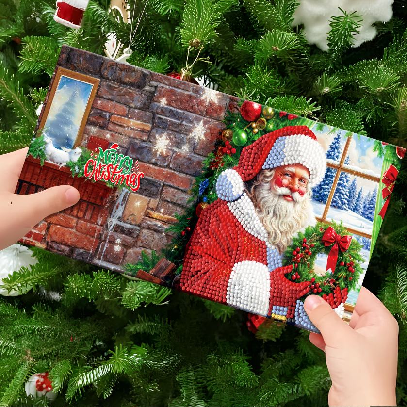 12 Weihnachtskarten – Weihnachtsmann & Tierchen-Set