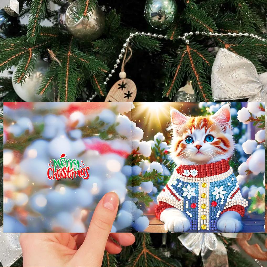 12 Weihnachtskarten – Weihnachtsmann & Tierchen-Set