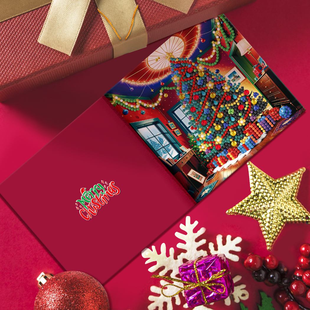 12 Weihnachtskarten – Weihnachtsmann & Tierchen-Set