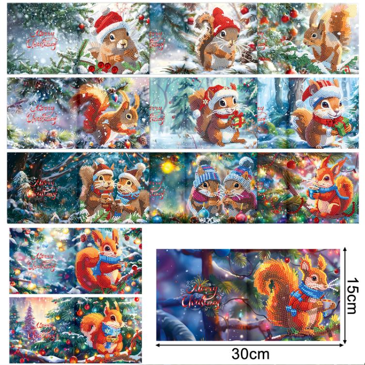 12 Weihnachtskarten – Weihnachts-Eichhörnchen-Set