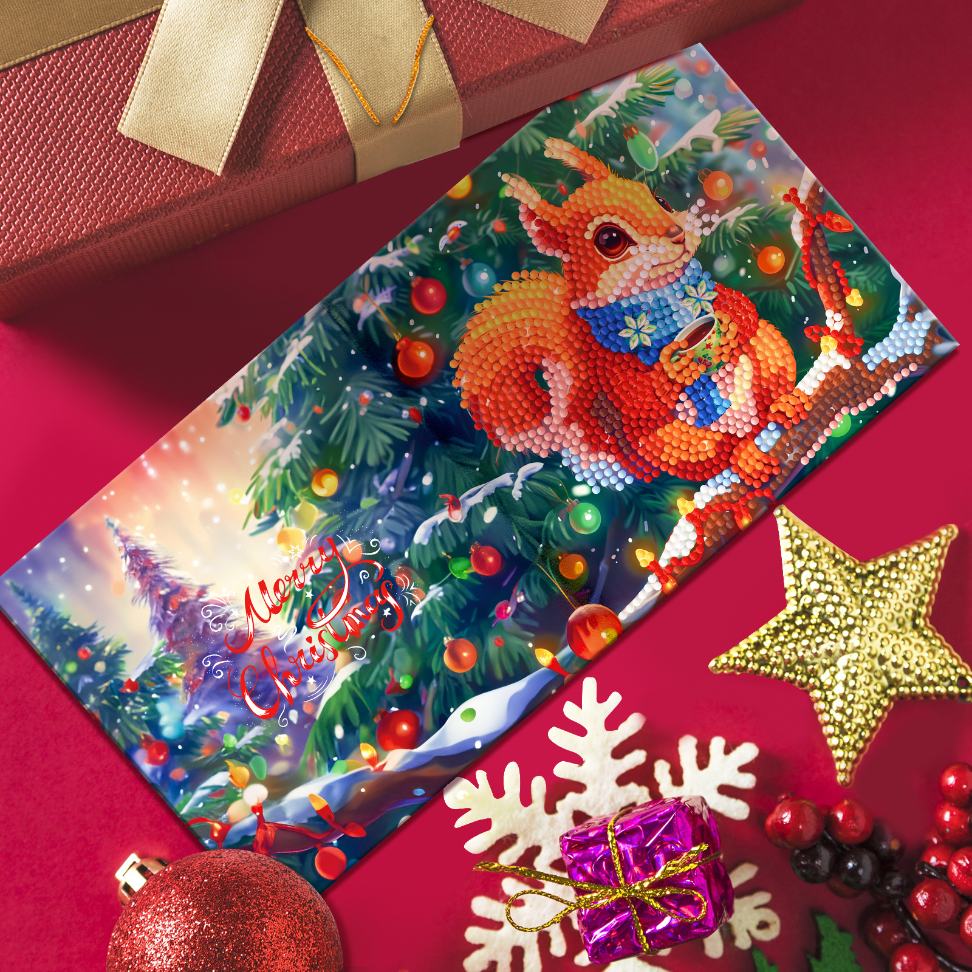 12 Weihnachtskarten – Weihnachts-Eichhörnchen-Set