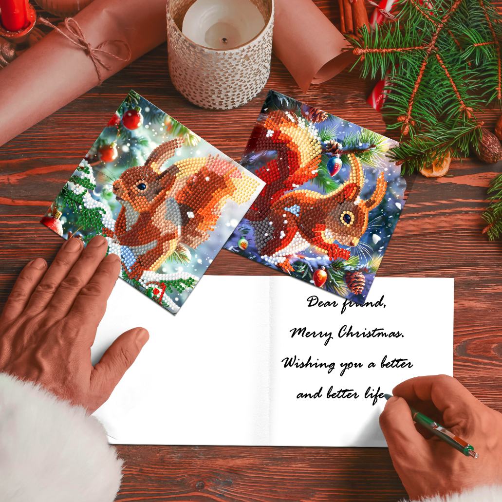 12 Weihnachtskarten – Weihnachts-Eichhörnchen-Set