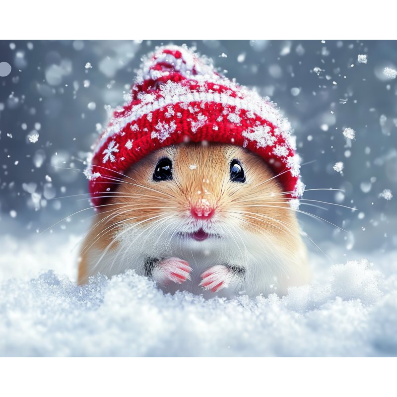 Diamond Painting - Hamster im Schnee