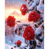 Diamond Painting - Rote Rosen im Schnee