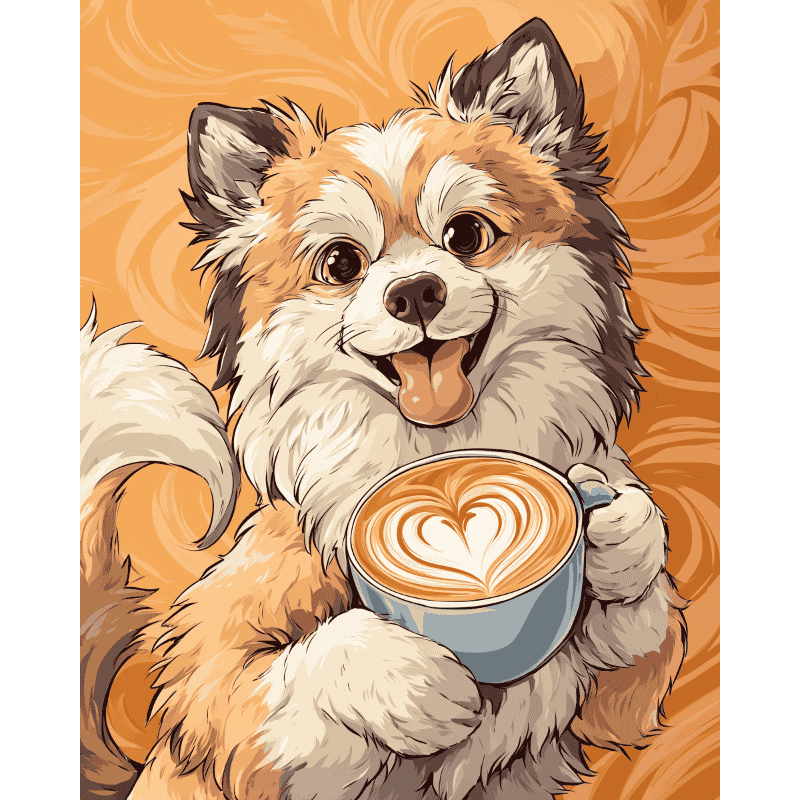 Süßer Hund mit Kaffee