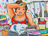Fröhliche Malerei - Dicke Damen Abwasch