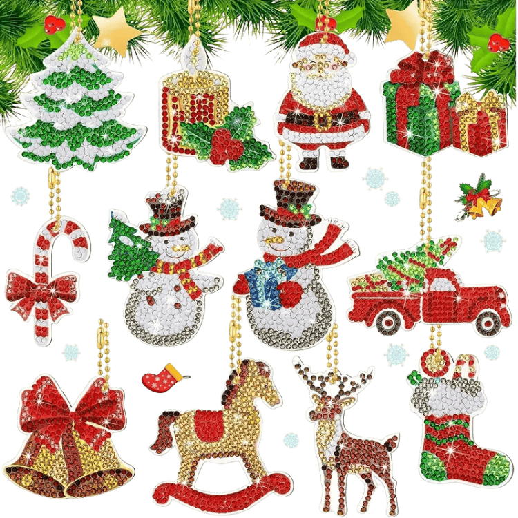 Weihnachtliche Schlüsselanhänger – 12 Stück