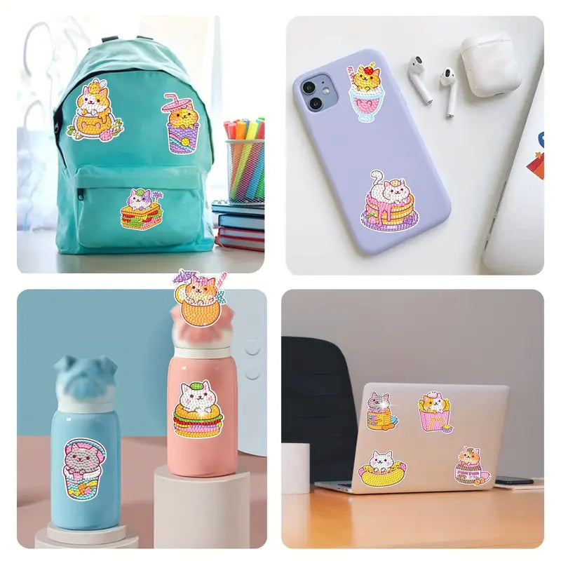 Diamond Painting Sticker – Set mit 12 Kätzchen