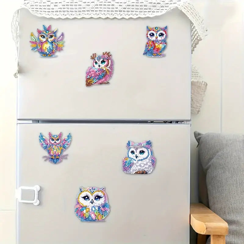 Diamond Painting Magnete – Set mit 6 Eulen