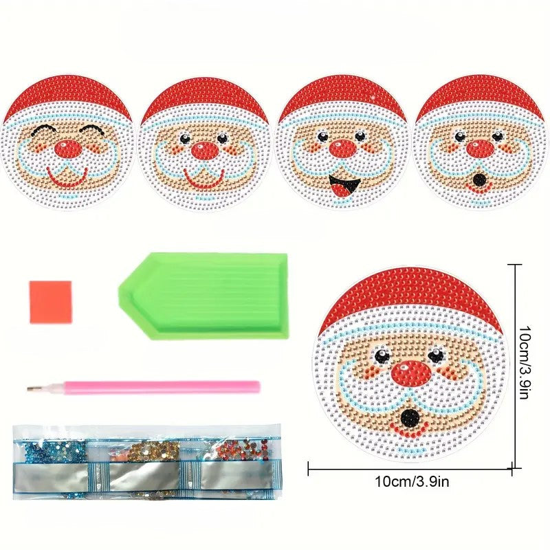 Diamond Painting Weihnachtsuntersetzer | 4 Stück