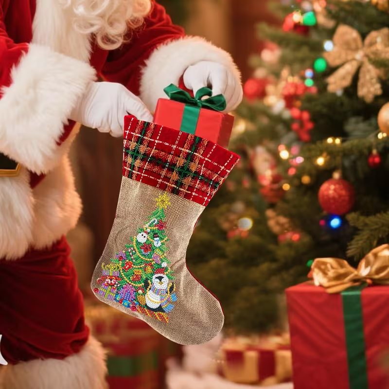Diamond Painting Weihnachtssocken – Weihnachtsbaum-Set
