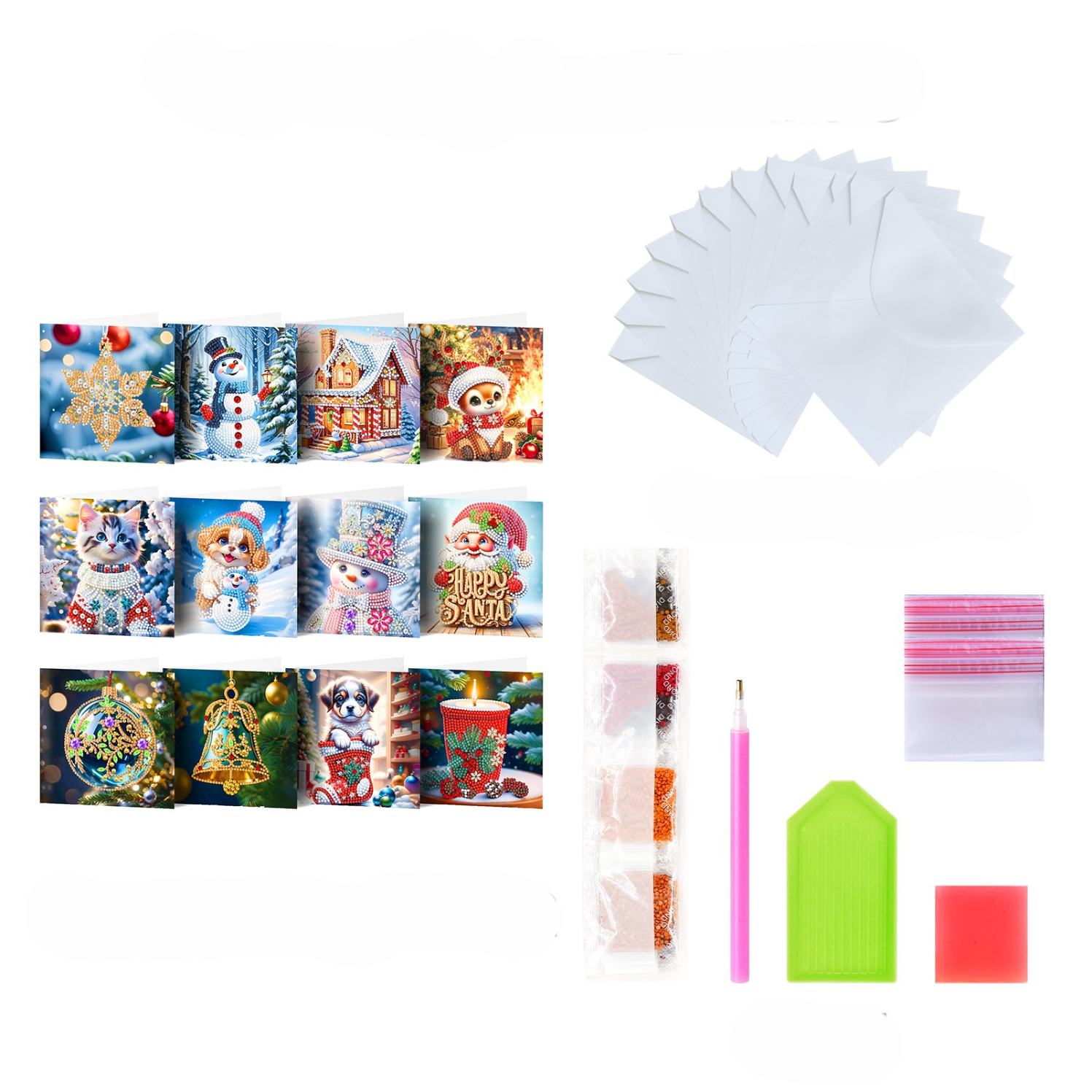 12 Weihnachtskarten – Winterfreunde-Set