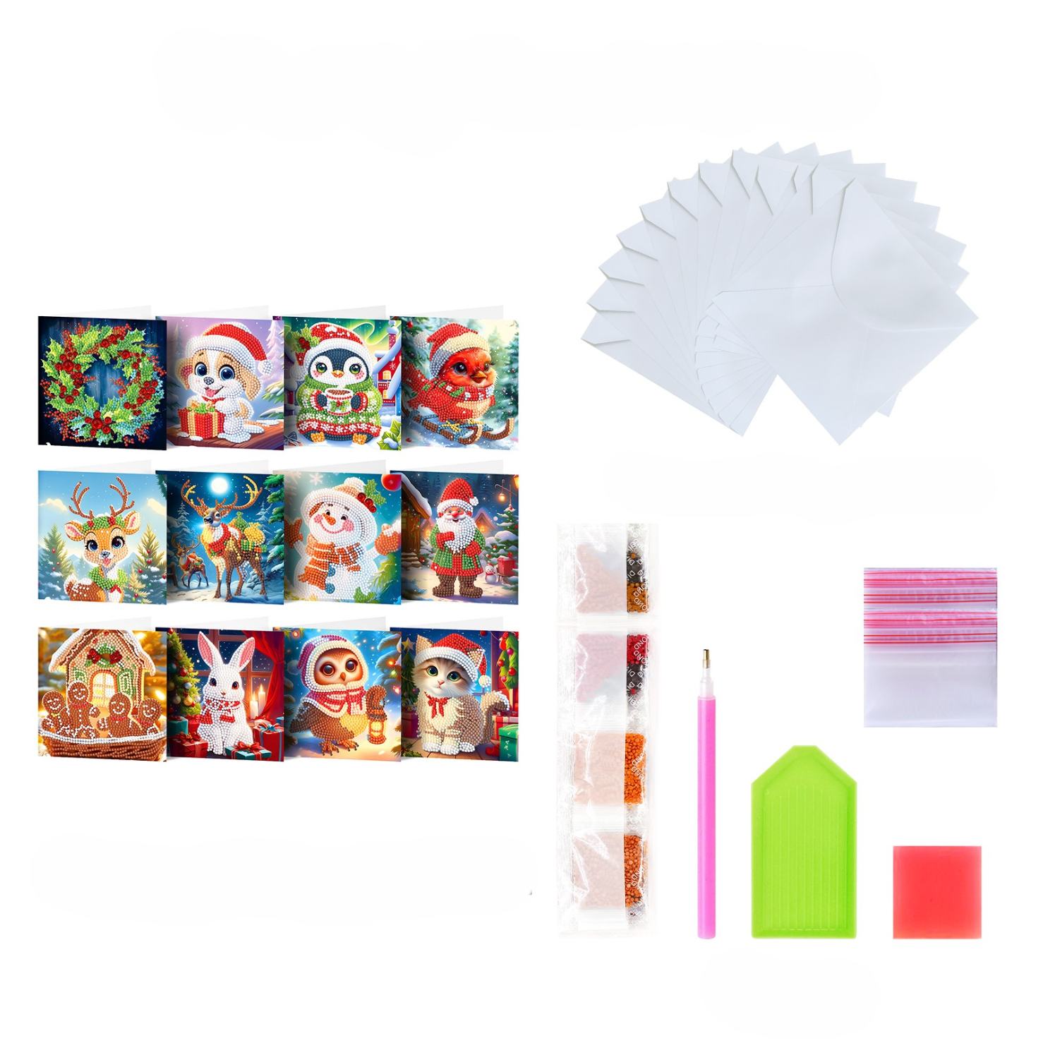 12 Weihnachtskarten –  Niedliche Weihnachten-Set