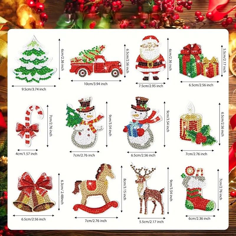 Weihnachtliche Schlüsselanhänger – 12 Stück