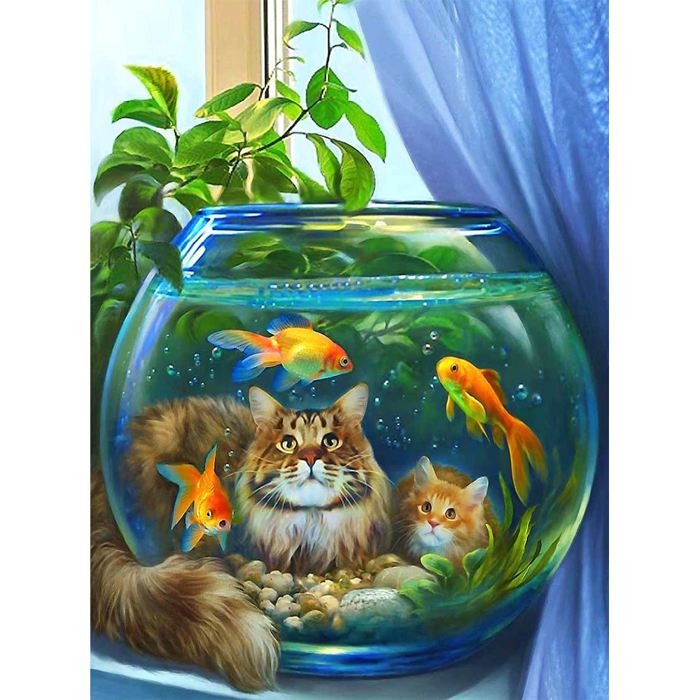 Katzen Im Fischglas | Diamond Painting - Diamond Painting Welt Deutschland