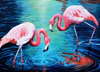 Laden Sie das Bild in den Galerie-Viewer, Flamingos im Wasser