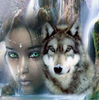Frau und Wolf